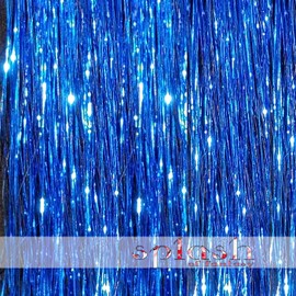 20" Hair Tinsel 100 Strands - Shiny Blue
