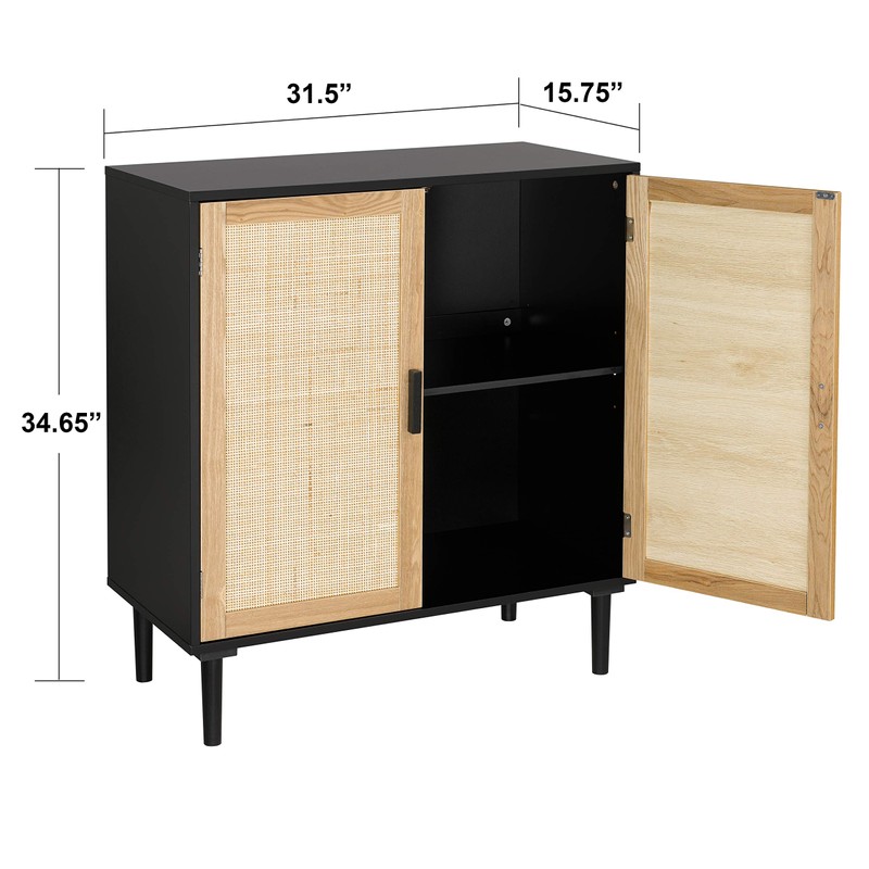 Finnhomy Sideboard Buffet Cabinet, Kitchen Storage Sideboard with Rattan Decorated