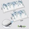 Bulijojo Blue Leaves Anti Fatigue Kitchen Floor Mats Set of