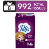 Puffs Ultra Soft Facial Tissues, 8 Family Size Box, 124