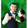 DolliBu Bernese Mountain Dog Stuffed Animal with Green Plush Shamrock