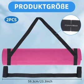 Set of 3 Yoga Mat Carrying Strap, Adjustable Yoga Mat Strap, Cotton Yoga Mat Carrying Strap, Strap for Yoga Mat for Most Sizes, Yoga Mat Carry Strap, for Carry, Storage and Organising Yoga Mat, Black