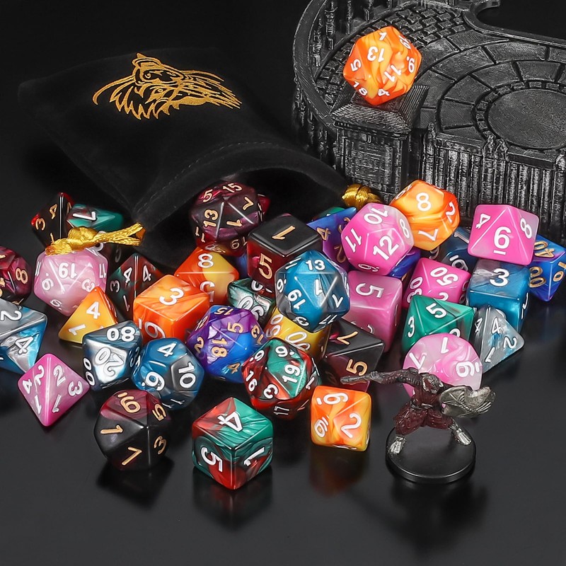 QMay DND Dice Sets - 6 X 7 Polyhedral Dice