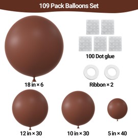 KALOR Brown Balloons 110 Pcs Different Sizes 18 12 10 5 Inch Latex Balloons Kit for Birthday Baby Shower Wedding Graduation Party Decorations