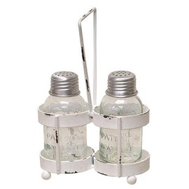 White Wash Salt and Pepper Caddy W/Shakers