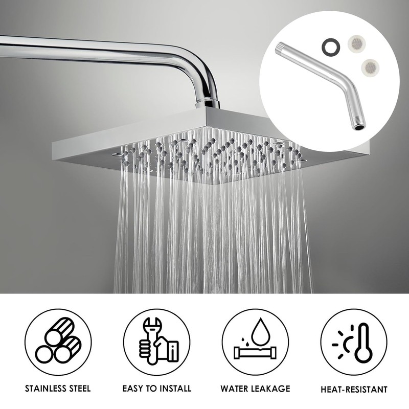 Stainless Steel Curved Forward Universal Handheld Shower Replacement Shower Extension