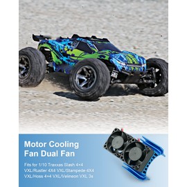 VXL-3s ESC Cooling Fan and Motor Dual Fan Compatible with Traxxas Slash 4x4 Stampede 4x4 Rustler 4x4, Blue