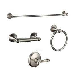 AGKXHDEC 4-Piece Bathroom Hardware Set: Brushed Nickel Bathroom Accessory Set, Towel Bar,Towel Ring,Toilet Paper Holder,Robe Hook, Wall Mounted,Optional Install Towel bar Length for 24 or 16 inch