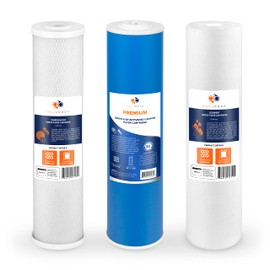 Aquaboon Whole House Water Filter Replacement Set - 5 Micron Water Filters 20 x 4.5 Inch: Sediment Filter, Granular Activated Carbon Water Filter, Carbon Block Water Filter for Water Filtration System
