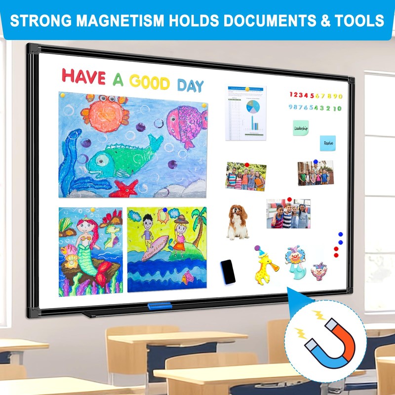 H-Qprobd 48"x24" Magnetic White Board Dry Erase Wall Mount Whiteboard