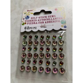 DARICE 1 SHEET DARICE SELF-STICK GEMS DAR1212.94 HOLOGRAPHIC ROUND RAINBOW 42-PCS - NEW