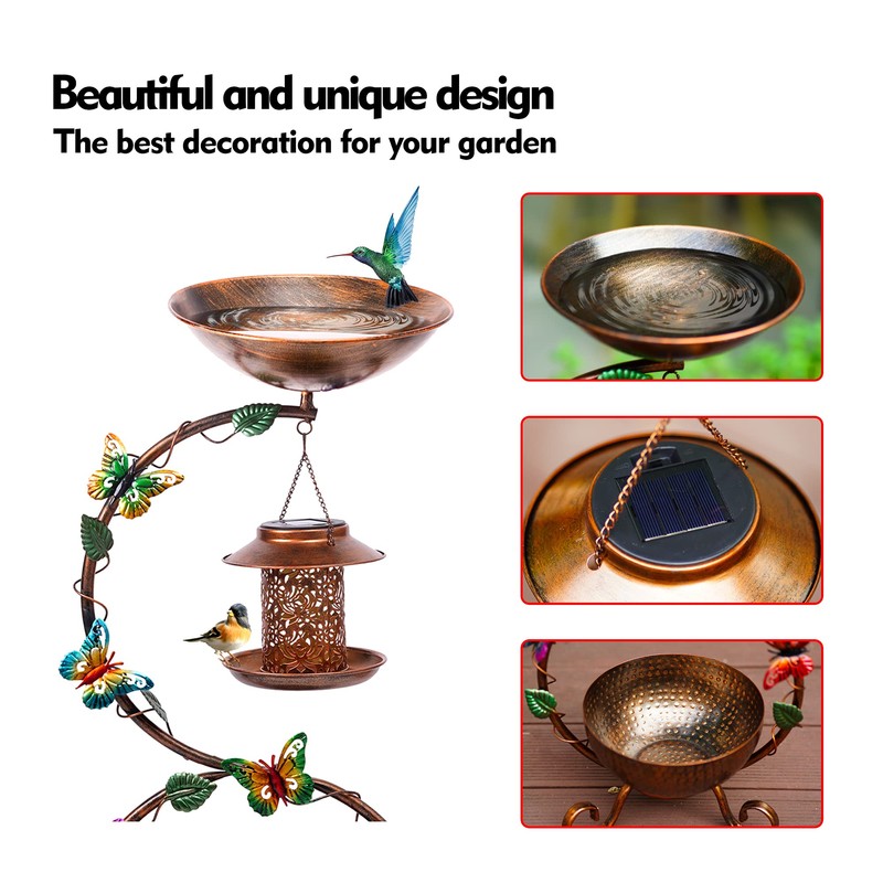 YADOOLIFE 37.8" Bird Bath and Solar Bird Feeders Combo with