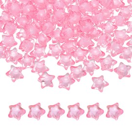 HARFINGTON 250pcs Acrylic Star Beads, 11mm Star-Shaped Pony Loose Spacer Beads for Friendship Bracelet Necklace Jewelry Making DIY Crafts Party Decoration Supplies, Pink
