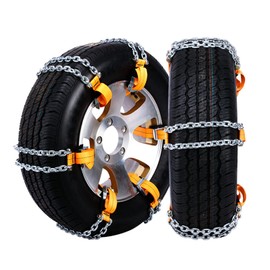 AUTOXBERT 6PCS Snow Chains B-2 Emergency for Cars SUV Trucks, Anti-Skid Winter Tire Traction Chain Automatic Tightener Kit - Tire Width 205-235mm