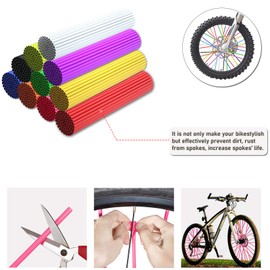 SOPINEKO 72Pcs Spoke Skins Covers Spoke Wraps Wheel Decoration for Motorcycle Bicycle Dirt Bike Wheelchair(Sky Blue & White)