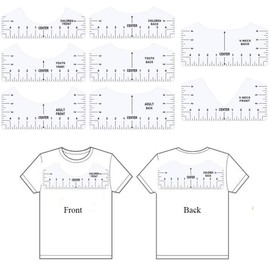 Newartsky T-Shirt Ruler Guide, Improve Thicken 8 Pack T-Shirt Alignment Guide Ruler, Tshirt Sublimation Ruler with V-Neck Ruler, Adult Youth Children （Transparent）