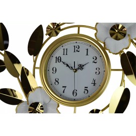 Unbranded 40" Gold and White Floral Wall Clock