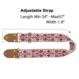 VANSUN VANSUN Vibrant Floral Pattern Guitar Strap with Pick Pocket, Wild Guitar Straps with Genuine Leather Ends for Bass, Electric & Acoustic,Best Gifts for Kids, Guitarists,Adjustable Strap