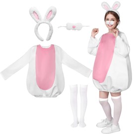 Matreeglam Bunny Costume with Rabbit Ears Headband Rabbit Nose, Easter Rabbit Costume Women, Rabbit Costume Adult for Easter Cosplay Party
