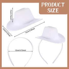 Cozypower White Cowgirl Hat Headband Mini Cowboy Hat Headband Cowgirl Women's Costume Headwear for Bachelorette Party Birthday (Classic)