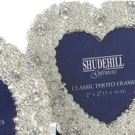 Shudehill Giftware SET OF 3 DIAMANTE POLISHED SILVER CORAL MINI PHOTO FRAMES BOXED