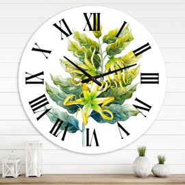 Designart 'Ylang Ylang Flower' Traditional wall clock - 36 in. high, 36 In. Wide