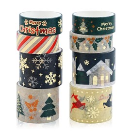 Washi Tape Set 8 Rolls Christmas Red Washi Masking Tape Decorative Tape for Scrapbooking DIY Crafts Crafts Embellished Journals Planner Cards Gift Wrapping Ribbons Wedding (Snowflake)