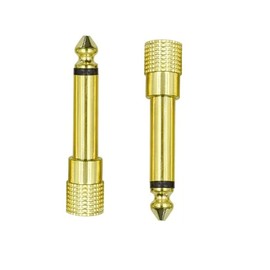 bnafes 1/4 Mono to 1/8 Mono Adapter, 6.35mm TS Male Plug to 3.5mm Female (Mono to Mono) Audio Adaptor Audio Connector Golden - (5 Pcs)