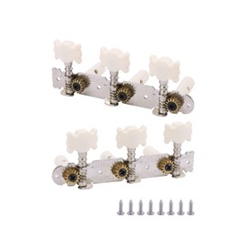 Swhmc 3-on-a-plate Guitar Tuning Pegs Silver Machine Heads Keys String Tuners for Classical Acoustic Guitar, 3R3L