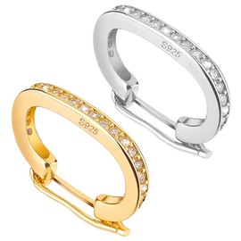 PH PandaHall - 2 cierres de plata de ley 925, cierres de circonia cúbica, cierre de broche, cierre de resorte para joyería, manualidades, dorado/plata