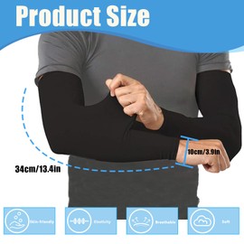 8 Pairs Arm Sleeves for Men and Women, Summer Sun Arm Cover Sleeves, Arm Sleeves for Women Men (Black)