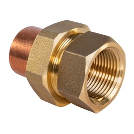 Everflow Supplies CCFU0034-NL 3/4" No Lead Copper Union Fitting with Sweat to Female Threaded Connects