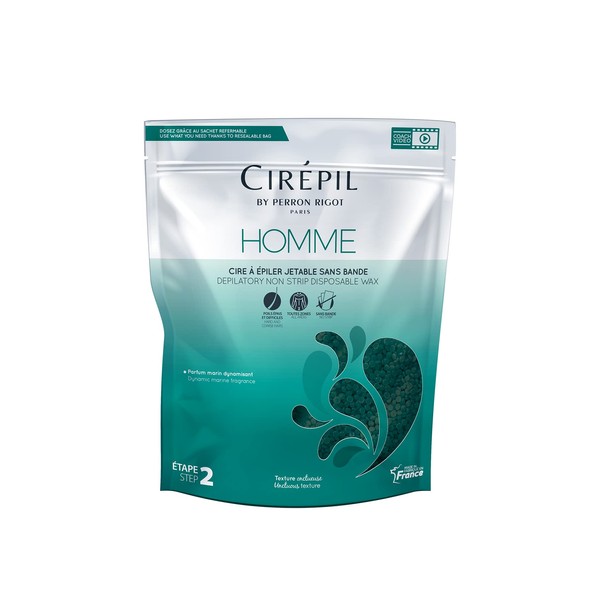 Cirepil - Homme - 800g / 28.22 oz Wax Beads Bag - Fresh Marine Scent - Flexible Formula for Male, Easy Application and Removal