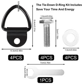 Lyreh 4pcs Tie Down Kit for Ruffland Kennel, Metal D-Ring Tie Down Anchors Kennel Parts Including Bolts Washers & Wrench Dog Crate Hook Accessories Compatible with Ruffland Kennel 1000lb Load Capacity