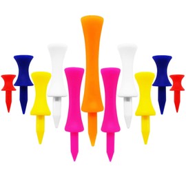 LOVMEAD Golf Tees Plastic Driver 32 39 45 51 58 70 mm Set Value 50 Pieces Golf Tee Long Plastic Colourful Premium Durable Gradation Castle Tee 1-1/2" 1-3/4" 2-1/4" 2-3/4" (Mixed Colours)