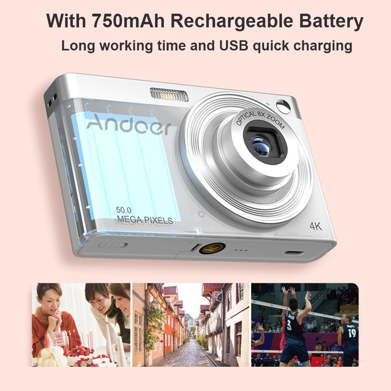 Portable 4K Digital Camera 50MP 2.88 Inch IPS Screen Auto