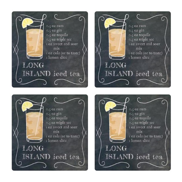 Long Island Iced Tea Recipe Coaster, Joyride Home Decor, 4