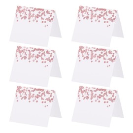 PATIKIL 50 Pack Reserved Table Signs, Seating Name Cards Rose Deco Tables Tent Blank Card for Wedding Restaurant Party Event Foodservice, White