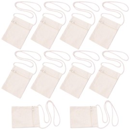 YOYEAH Set of 10 fabric bags for painting, DIY craft ideas for children's birthdays, cotton bags for painting, jute bags and neck pouch for school, leisure and gifts.