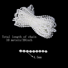 MEETOOT - Kit reparador de cadena de abalorio de 10 metros, 10.94 yardas, persiana enrollable de plástico romana vertical con abalorio de cadena, cuerda de cortina de ventana con 10 conectores, color