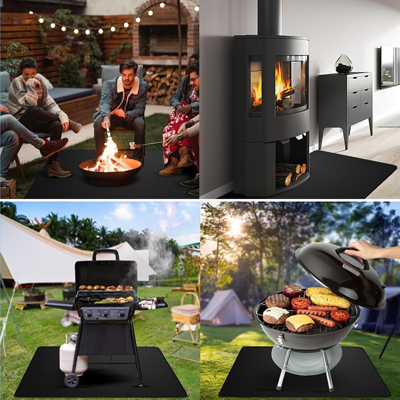 Large Size 39 * 47 Inch Fire-Resistant Barbecue Mat, Double-Sided