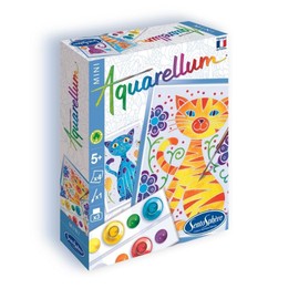 Sentosphère 3906003 Aquarellum Mini, Aquarell Malset für Kinder, Motiv: Katzen, Bastelset, Kreativ-Set, DIY