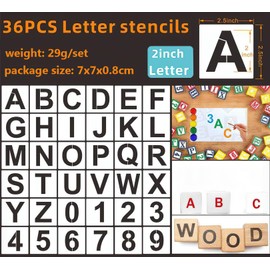 36 Pcs Painting Stencil Template Kit - Uppercase Letters and Numbers 0-9 Singel Template (5x5cm)