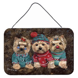Caroline's Treasures PPP3291DS812 Yorkshire Terrier Yorkie Christmas Elves Wall or Door Hanging Prints Aluminum Metal Sign Kitchen Wall Bar Bathroom Plaque Home Decor, 8x12, Multicolor