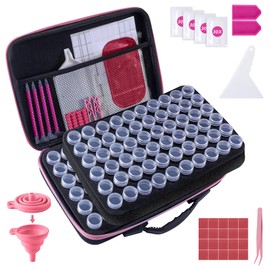 LYMUSUMI Diamond Art Storage Containers 120 Slots Diamond Painting Accessories and Tools Portable Bead Organizer Boxes for Adults（Pink）