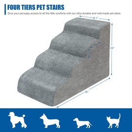Dog Stairs for Small Dogs - High Density Foam Dog Ramp, Extra Wide Pet Steps with Non-Slip Bottom for High Beds, Couche and Sofa, Best for Dogs Injured, Older Dogs Cats, Pet with Joint Pain