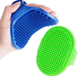 BRILLIRARE 2 Pack Dog Grooming Brush, Premium Soft Silicone Pet Bath Brushes with Adjustable Handle, Shampoo Soothing Comb for Wet Dry Long Short Haired Dogs & Cats Massaging, Deshedding