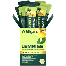 Wellgard Lemrise Super Greens Powder - 30+ Superfoods, 15 Vitamins & Minerals, Live Cultures & Mushrooms, Spirulina, Barley Grass & Lion's Mane, Vegan Daily Greens Drink, Lime & Mint, 20 Sachets