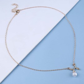 Cimenexe Bohemian Pearl Pendant Necklace Gold Flower Choker Necklace Rose Flower Pearl Necklace Chain Flower Rose Necklace Chain Wedding Necklace Jewellery for Women and Girls Gifts