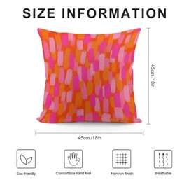 Abstract Retro 70s Pink Orange Paint Brush Throw Pillow Covers 18"X18" Cozy Aesthetic Throw Pillowcase Home Decorative Living Room Cushion Cover College Trendy Funky Dormitory for Bed Couch Sofa